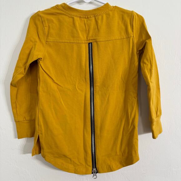 Posh Kiddos Mustard Yellow Long Sleeve Zipper Shirt Size 3T - Picture 3 of 5